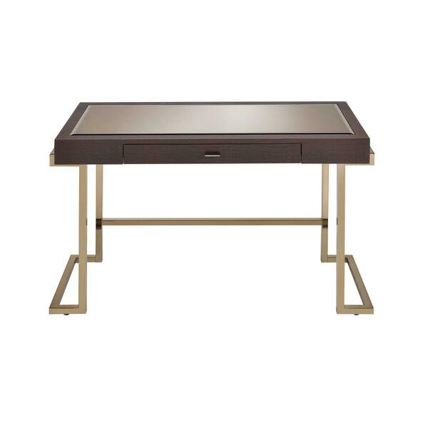 Salle De Bain Usa 30 x 44 x 19 in. Mirror & MDF Desk - Espresso PU & Champagne SA3091702